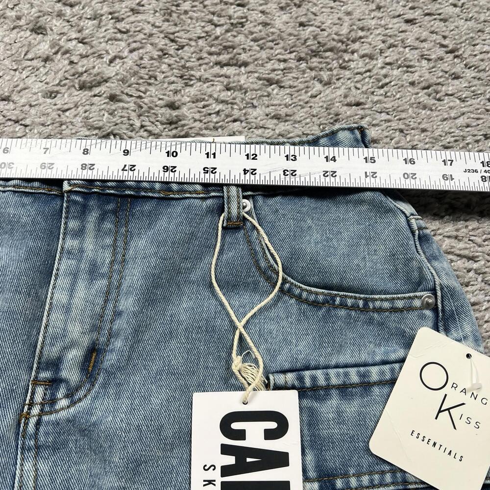 NWT NEW Y2K Orange Kiss Ultra Low Waist Denim Cargo Mini Skirt Sz Medium - Picture 5 of 7